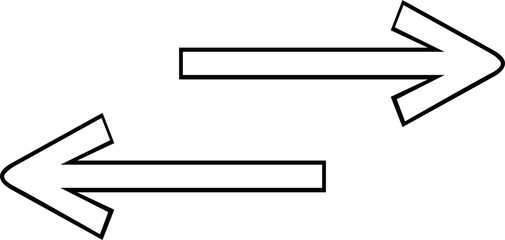 Vector illustration of black and white arrows, indicating the right and left directions