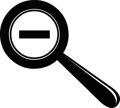 Vector icon illustration of a magnifying glass with a subtract sign, zoom out image	