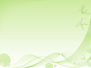 Abstract backgrounds with green wavy lines and butterflies. Templates for presentation, leaflet, book cover, card. 