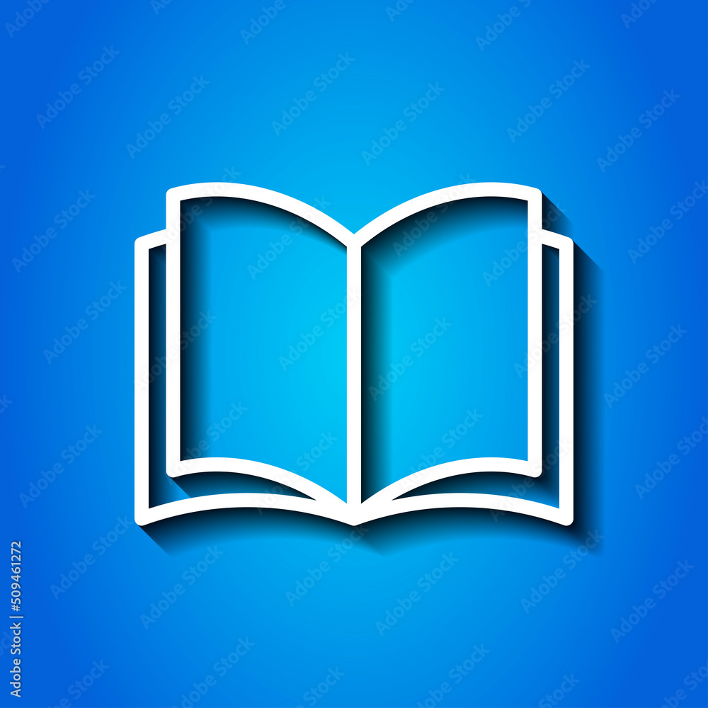 Poster open book simple icon vector.flat design. white icon with shadow on blue background.ai