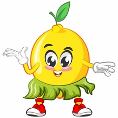 vector character mascot from lemon a hula-hula dancer from sexy hawaii