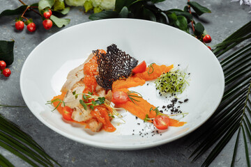 chicken fillet with apricot sauce. Summer meat dish