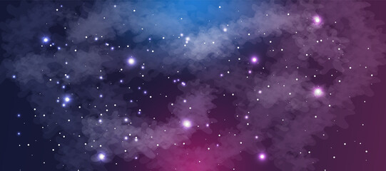 Fototapeta na wymiar Realistic galaxy background with clouds and stars