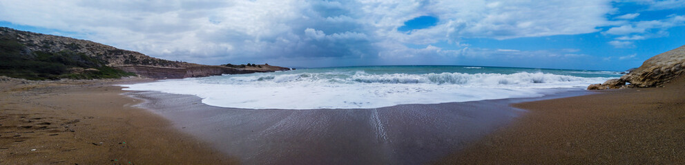 Beautiful panoramic view of the bay in the Aegean Sea on the island of Rhodes in Greece.