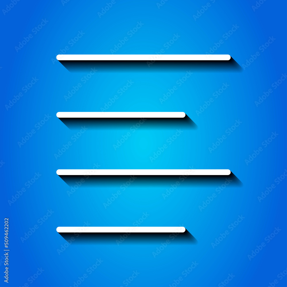 Poster text alignment icon vector. flat design. white icon with shadow on blue background.ai