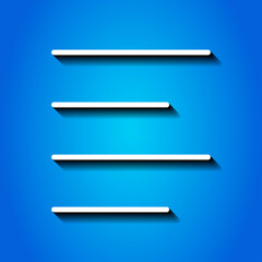 Text alignment icon vector. Flat design. White icon with shadow on blue background.ai