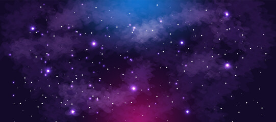 Obraz na płótnie Canvas Realistic galaxy background with clouds and stars
