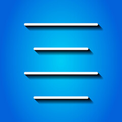 Text alignment icon, vector. Flat design. White icon with shadow on blue background.ai