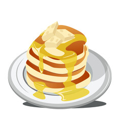 Delicious cheese honey pancake breakfast