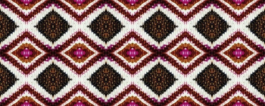 Ikat Art. Ethnic Boho Seamless Pattern. Bright