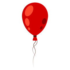 Red balloon with highlights and shadows with a ribbon. Balloon for holiday, party and birthday. Flying balloon with rope. Vector Style illustration isolated on white background. © IVman