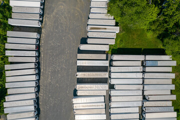 Aerial view of trailers sitting in a lot © vin