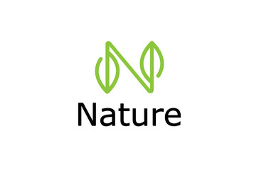 creative n letter n leaves logo vector font icon symbol design illustration