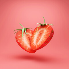 Sliced Strawberry on pink studio background - 509464888