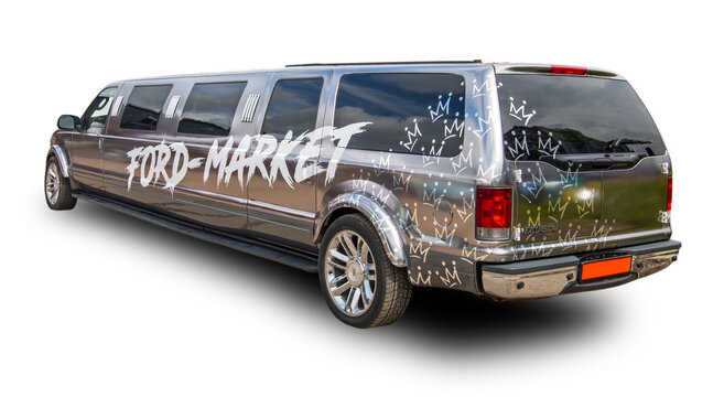 Stretch Ford Excursion Limousine. White Background