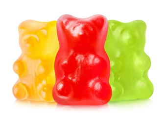 Jelly gummy bears, isolated on white background
