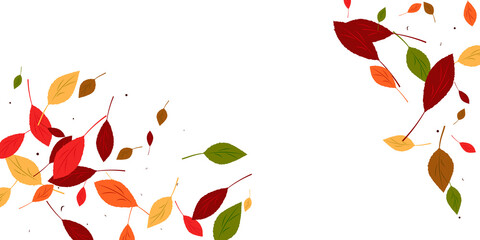 Leaves. Yellow, red, green, orange, brown colors. Scattered autumn leaves. Unusual abstract texture. Vector eps 10.