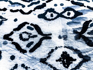 North Pattern. Sea Tie Dye Colors. White Paisley
