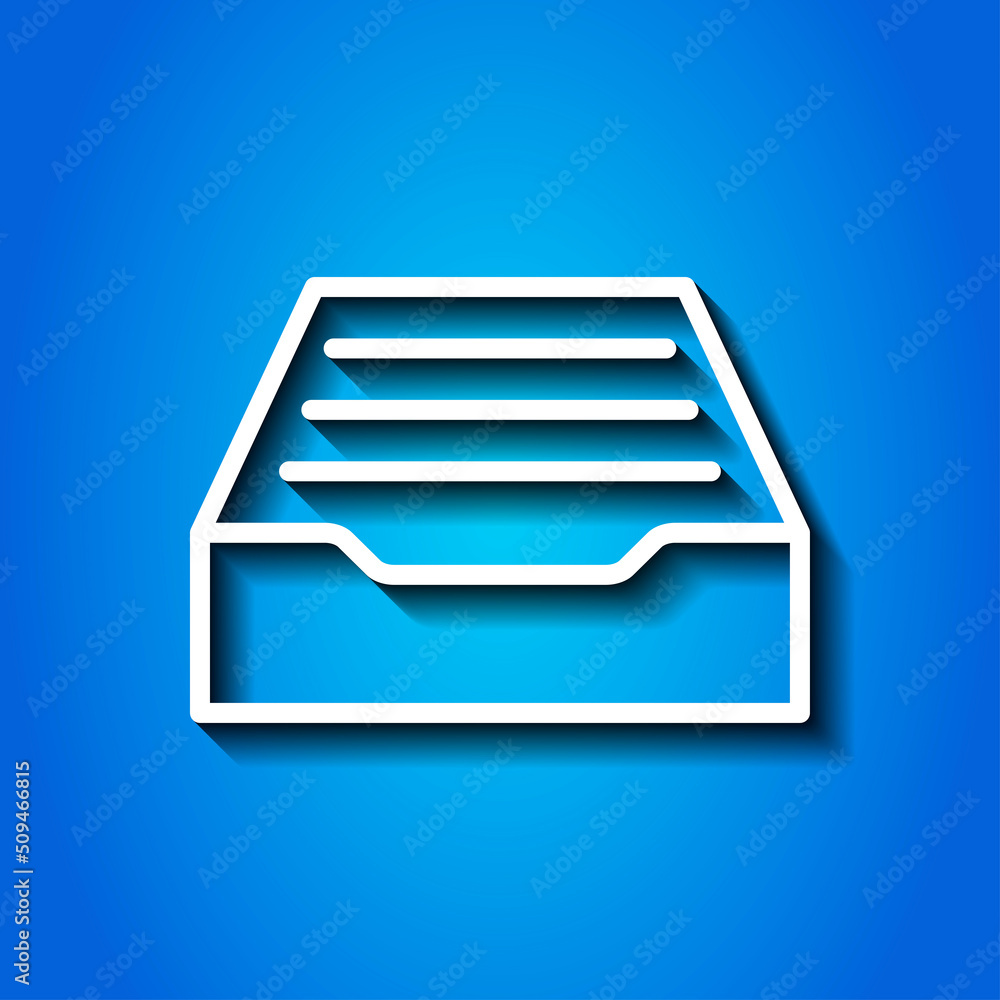 Poster archive storage simple icon vector. flat design. white icon with shadow on blue background