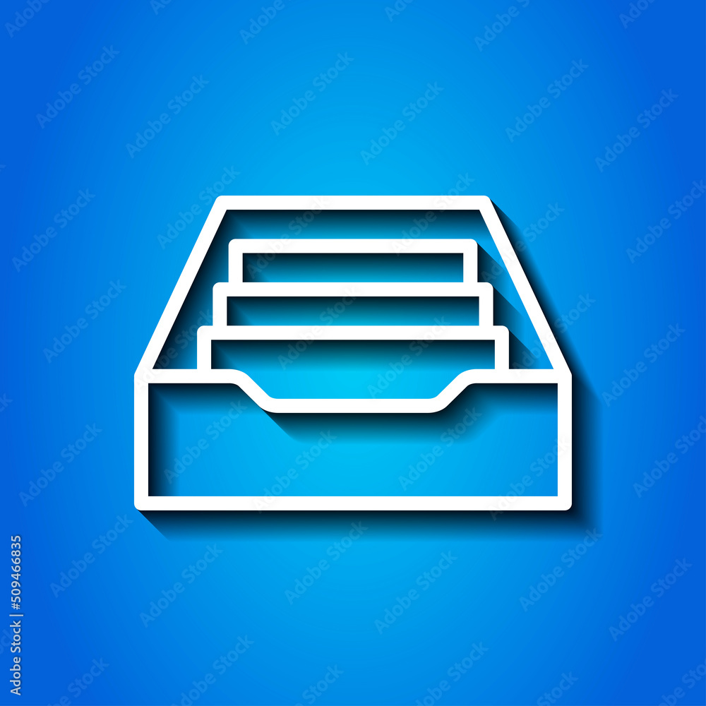 Poster archive storage simple icon, vector. flat design. white icon with shadow on blue background