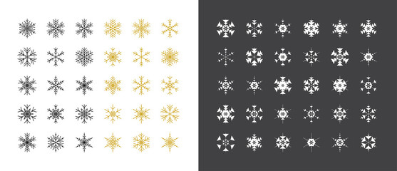 Big Set of Snowflakes Winter Christmas Xmas Design Elements.