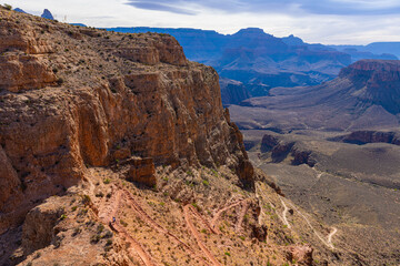 Switchbacks on The South Kaibab Trail Below Skeleton Point, Grand Canyon National Park, Arizona, USA