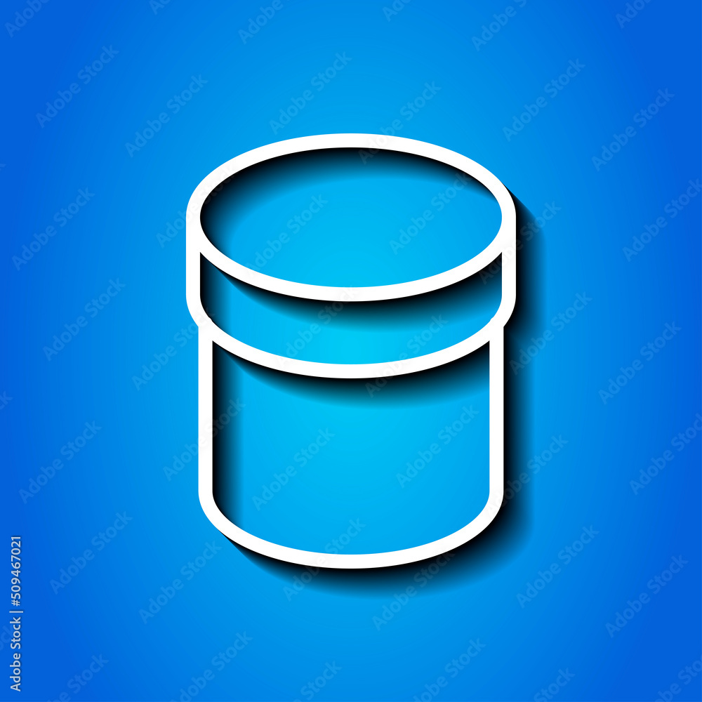 Poster box round simple icon vector. flat design. white icon with shadow on blue background