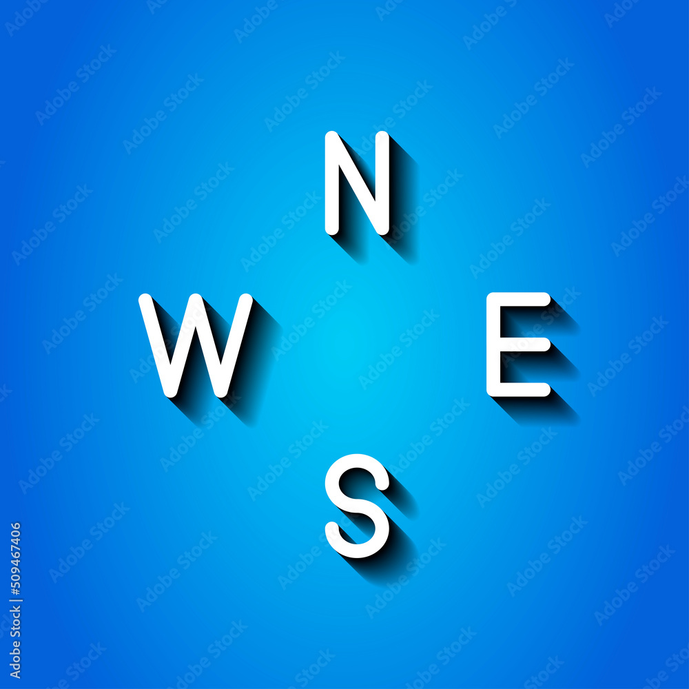 Poster compass simple icon vector. flat design. white icon with shadow on blue background