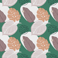 seamless repeat pattern with summer flowers and leafs vector illustration design 