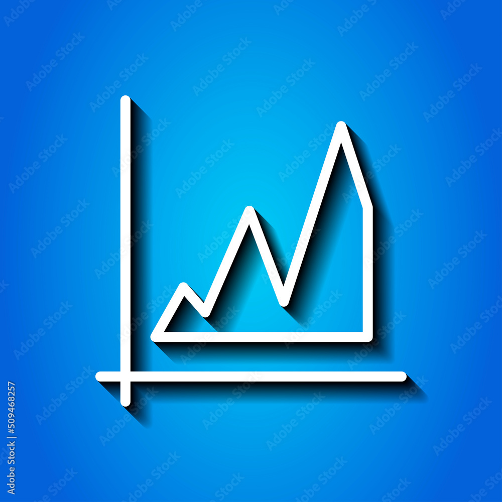Poster graph simple icon vector. flat design. white icon with shadow on blue background