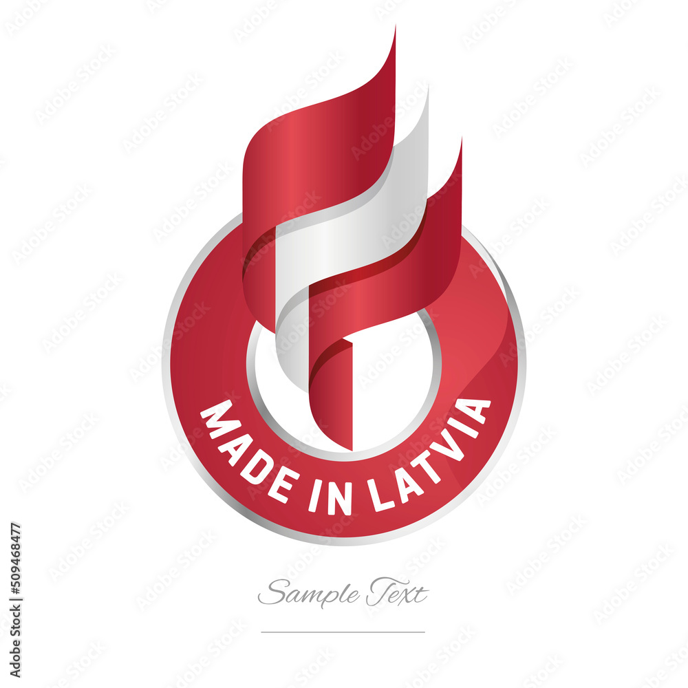 Canvas Prints made in latvia abstract wavy flag torch flame red white modern ribbon strip logo icon vector