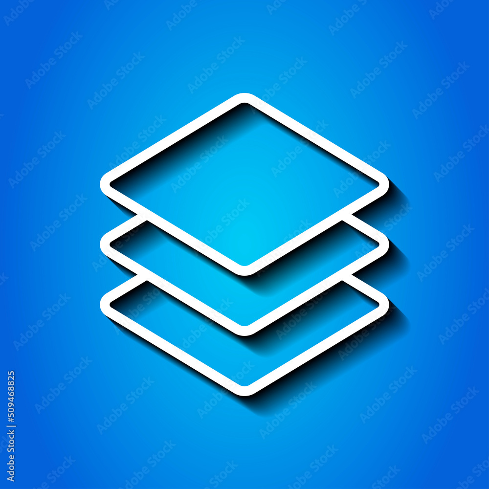 Poster layers simple icon vector. flat design. white icon with shadow on blue background