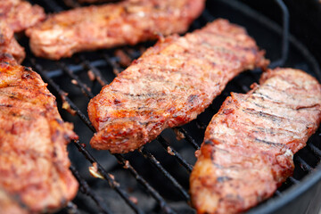 grilled pork on the grill