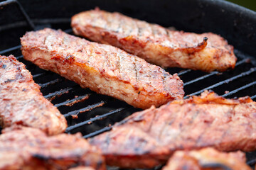 grilled pork on the grill