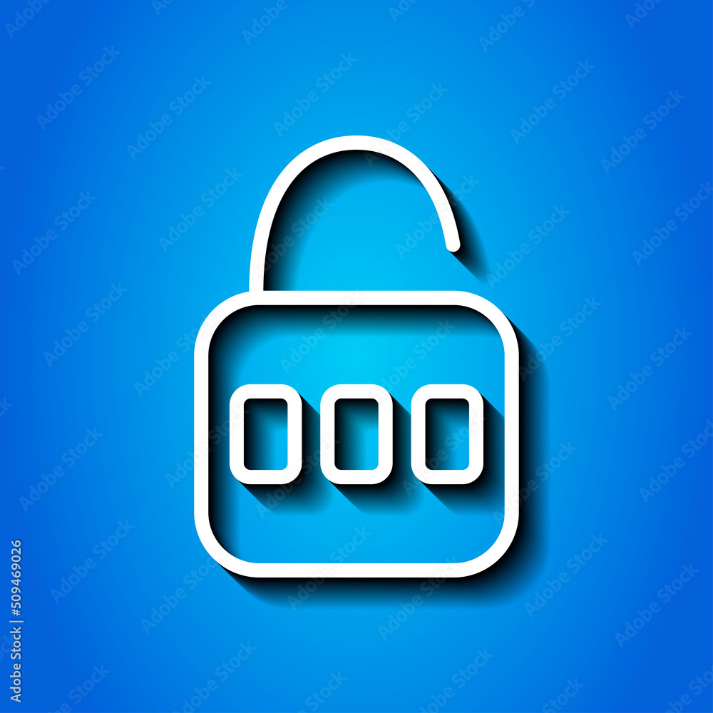 Poster lock simple icon vector. flat design. white icon with shadow on blue background