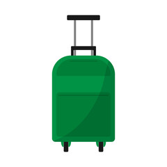 Cartoon luggage suitcase on wheels. Isolate on a white background. Vector illustration