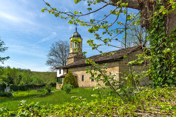 Typical street and old houses at village of Bozhentsi, Bulgaria