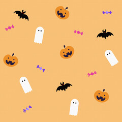 HALLOWEEN,ESTAMPADO DE HALLOWEEN,FANTASMAS,CALABAZAS,DULCES, MURCIELAGO,.