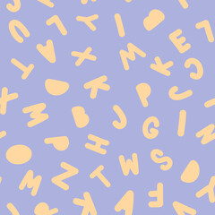 Pattern of random letters of the alphabet for print and decoration. Vector illustration.