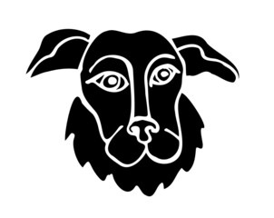 The muzzle of a dog with hanging ears