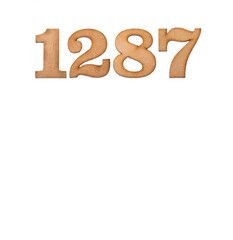 Number 1287 - Piece of wood isolated on white background