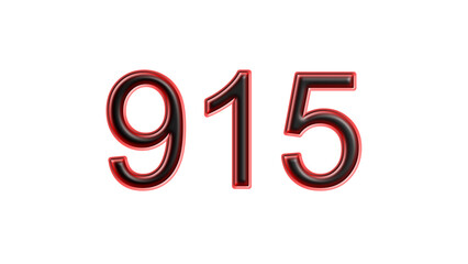red 915 number 3d effect white background