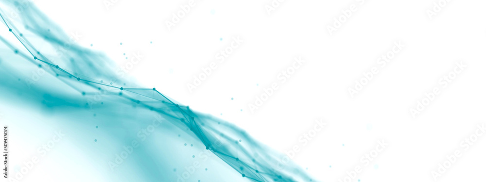 Poster abstract blue wave background frame. design connection of flow smoke, energy. texture plexus of chao