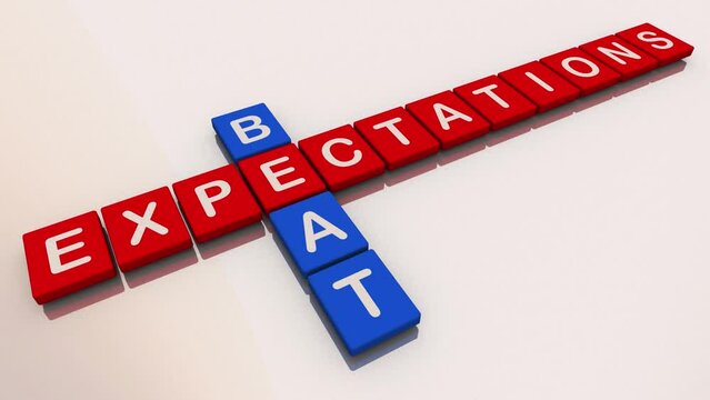 Beat Expectations Surpass Goal Great Outcome Results Exceeded Letter Tiles 3d Animation