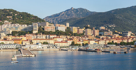 Naklejka na ściany i meble Corsica, France. Ajaccio port in the morning