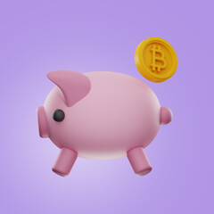 Premium Pig Coin Bank Finance 3D Icon with High Resolution on isolated background