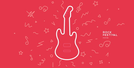 Electric guitar. Music Poster. Vector illustration. Minimalist, simple design. Cover, print, banner, flyer.