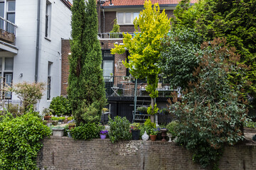 Picturesque embankment of the Canal in the Dutch City of Amersfoort. Amersfoort is a beautiful city in the Utrecht province of the Netherlands.