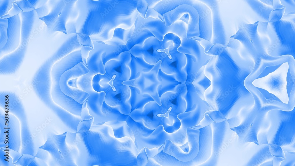 Poster 3d render. stylish blue white creative abstract low poly kaleidoscope background. abstract wavy symm