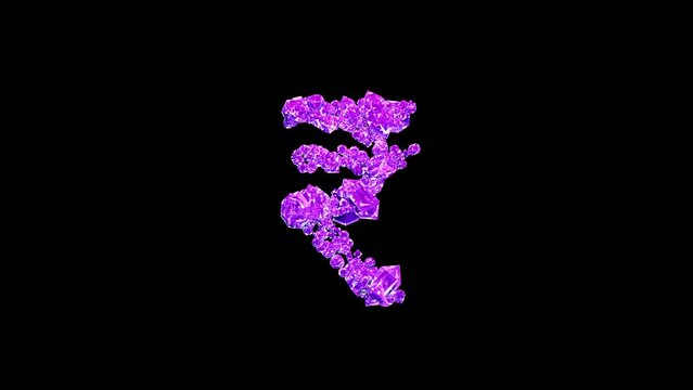 pink jewels rupee sign with animated reflections on black, isolated - loop video